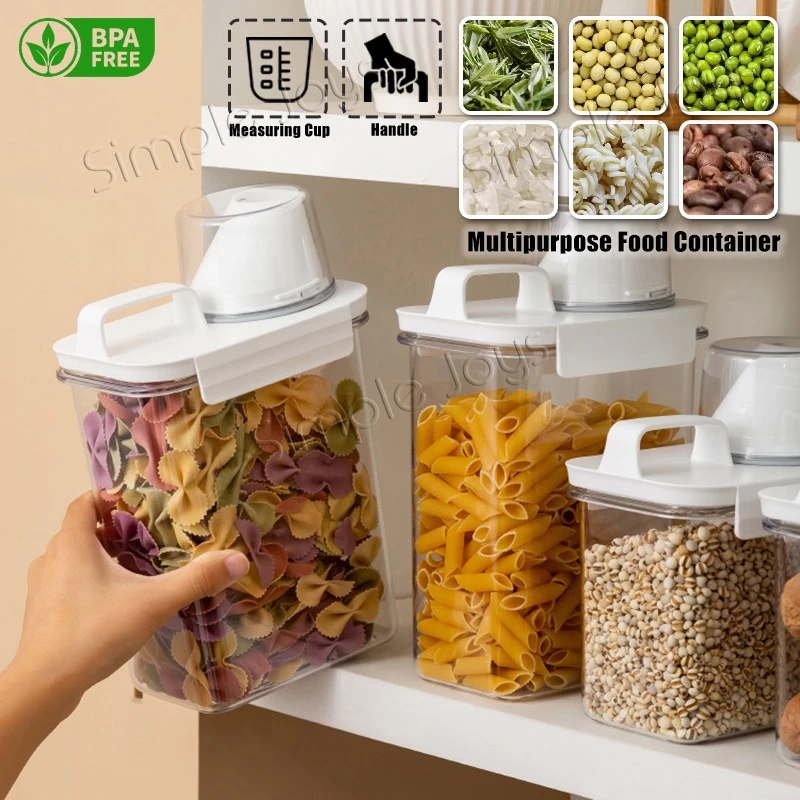 Airtight Dry Food Container Storage For Kitchen Or Pet Food With Pour Spout Measuring Cup