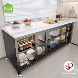 Sintered Stone Kitchen Cabinet Dining Sideboard With Wheels Adjustable Kitchen Storage Cutting Table(Free returns and exchanges)