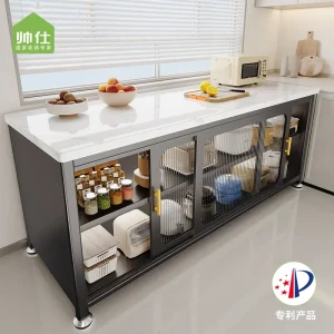 Sintered Stone Kitchen Cabinet Dining Sideboard With Wheels Adjustable Kitchen Storage Cutting Table(Free returns and exchanges)